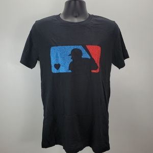MLB Bella Canvas  Baseball Women's Sz Small T-Shirt Canvas Glitter Black Hearts